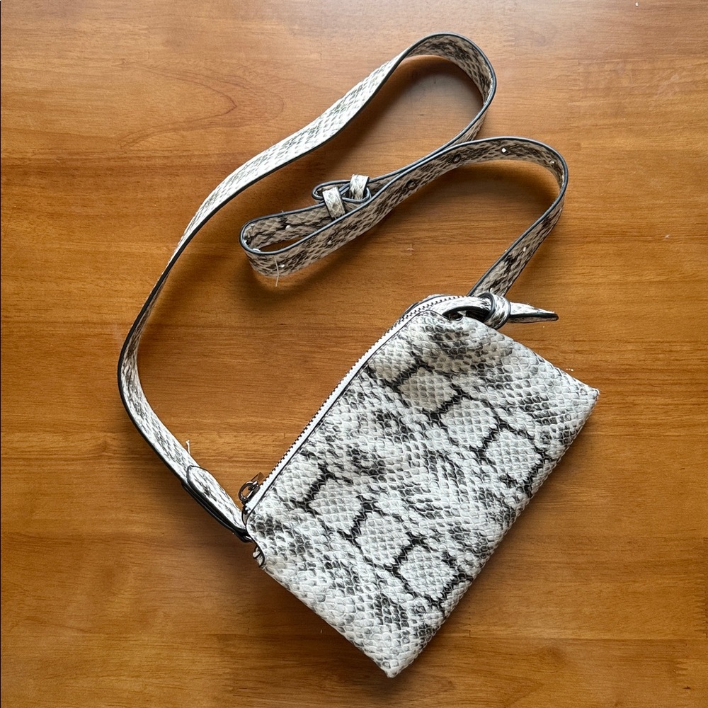 Target Snakeskin Wristlet Clutch - Cream and Black